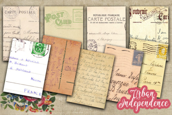 Download Vintage Postcard Ephemera 2.5" X 3.5" - Card Collection