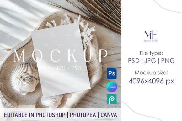 Download Summer Card Mockup, Beach Invitation 5x7 - Card Collection