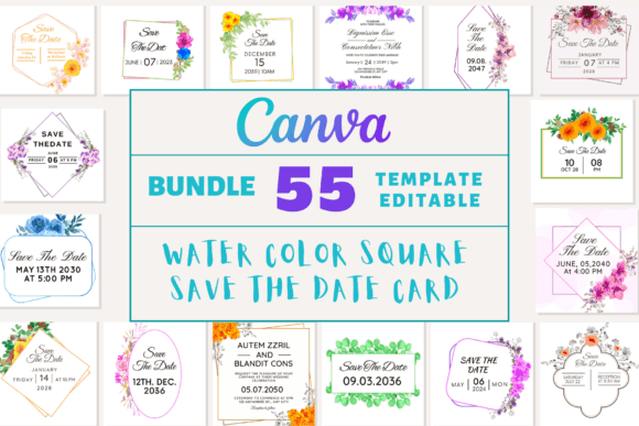 Download 55 Water Color Square Save the Date Card - Card Collection