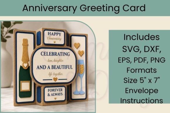 Download Anniversary Card 3D Template SVG - Card Collection